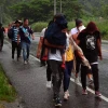 Người di cư di chuyển tới El Florido (Honduras), giáp giới với Guatemala, trong hành trình tới Mỹ. (Ảnh: AFP/TTXVN)
