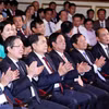 Chủ tịch Quốc hội Trần Thanh Mẫn và các đại biểu tham dự buổi lễ. (Ảnh: Thống Nhất/TTXVN)