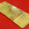 Vàng miếng SJC trên thị trường. (Ảnh: Minh Quyết/TTXVN)