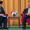 Ngoại trưởng Indonesia Sugiono và Ngoại trưởng Ấn Độ S Jaishankar tại cuộc gặp bên lề Hội nghị BRICS ở Kazan, Nga, ngày 23/10/2024. (Ảnh: ANI/TTXVN)