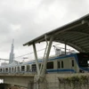 Đoàn tàu đầu tiên của tuyến Metro số 1 (Bến Thành-Suối Tiên) chạy thử nghiệm. (Ảnh: Thanh Vũ/TTXVN)