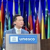 Thứ trưởng Bộ Ngoại giao Hà Kim Ngọc phát biểu tại phiên toàn thể tại Đại hội đồng UNESCO khóa 42. (Ảnh: Thu Hà/TTXVN)
