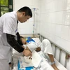 Bác sỹ khám và điều trị cho bệnh nhân bị tai nạn do pháo nổ. (Ảnh: PV/Vietnam+)