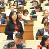 Bộ trưởng Bộ Y tế Đào Hồng Lan giải trình, làm rõ vấn đề đại biểu Quốc hội nêu. (Ảnh: Phương Hoa/TTXVN)