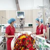 Điều dưỡng Đặng Thị Hạ chăm sóc cho một bệnh nhân tại Bệnh viện Bạch Mai. (Ảnh: M.T/Vietnam+)