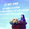 Bộ trưởng Bộ Y tế Đào Hồng Lan phát biểu tại buổi lễ. (Ảnh: PV/Vietnam+)