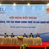 Hội nghị Đối thoại Thường niên với Doanh nghiệp-Năm 2023, do VCCI phối hợp với Bộ Tài chính (Tổng cục Hải quan và Tổng cục Thuế) tổ chức, ngày 13/12. (Ảnh: Vietnam+)