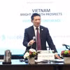 Bộ trưởng Bộ Tài chính Hồ Đức Phớc chủ trì Hội nghị Xúc tiến Đầu tư Tài chính tại Los Angeles, Hoa Kỳ. (Ảnh: Vietnam+)