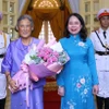 Phó Chủ tịch nước Võ Thị Ánh Xuân và Công chúa Thái Lan Maha Chakri Sirindhorn. (Ảnh: Văn Điệp/TTXVN)