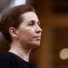 Thủ tướng Đan Mạch Mette Frederiksen trong một cuộc họp báo ở Brussels (Bỉ) ngày 18/4/2024. (Ảnh: AFP/TTXVN)