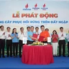 Các đơn vị dầu khí ký thỏa thuận với Viện Khoa học lâm nghiệp Nam bộ, Sở Nông nghiệp và Phát triển nông thôn tỉnh Cà Mau trồng mới 40 ha rừng và 250.000 cây xanh trên địa bàn tỉnh. (Ảnh: PV/Vietnam+)