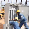 Công nhân thi công tại trạm biến áp 110kV phục vụ sân bay Long Thành. (Ảnh: Công Phong/TTXVN)