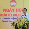Trưởng Ban Nội chính Trung ương Phan Đình Trạc phát biểu tại Ngày hội Đại đoàn kết toàn dân tộc ấp Phú Hòa 2, xã Bình Hòa, huyện Châu Thành, tỉnh An Giang. (Ảnh: Công Mạo/TTXVN)