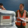 Hàng cứu trợ của Singapore ủng hộ người dân vùng lũ Việt Nam (Nguồn: CNA)
