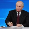 Tổng thống Nga Vladimir Putin tại cuộc họp báo cuối năm ở Moskva. (Ảnh: AFP/TTXVN)