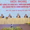 Lãnh đạo Đảng, Nhà nước chủ trì hội nghị. (Ảnh: Dương Giang/TTXVN)