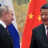 Chủ tịch Trung Quốc Tập Cận Bình (phải) và Tổng thống Nga Vladimir Putin tại cuộc gặp ở Bắc Kinh (Trung Quốc), ngày 4/2/2022. (Ảnh: AFP/TTXVN)