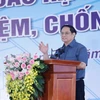 Thủ tướng Phạm Minh Chính phát động thi đua đẩy mạnh phát triển hạ tầng đồng bộ, hiện đại, chống lãng phí. (Ảnh: Dương Giang/TTXVN)