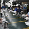 Dây chuyền sản xuất da giày xuất khẩu. (Ảnh: Đức Duy/Vietnam+)