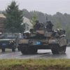 Xe quân sự tham gia cuộc tập trận chung Mỹ-Hàn Quốc Lá chắn tự do Ulchi, tại Paju. (Ảnh: Yonhap/TTXVN)