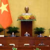 Chủ tịch Quốc hội Trần Thanh Mẫn tham dự phiên họp sáng 21/5 . (Ảnh: Phạm Kiên/TTXVN)