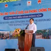Ông Nguyễn Hoàng Hiệp, Thứ trưởng Bộ Nông nghiệp và Phát triển nông thôn, Phó trưởng Ban chỉ đạo về Phòng, chống thiên tai phát biểu tại lễ míttinh. (Ảnh: Đoàn Hữu Trung/TTXVN)