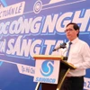 Ông Bùi Thanh Giang, Phó tổng giám đốc, Chủ tịch Hội đồng Khoa học công nghệ Tổng công ty Cấp nước Sài Gòn phát biểu tại Tuần lễ Khoa học công nghệ và sáng tạo năm 2023. (Ảnh: PV/Vietnam+)