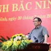 Thủ tướng Phạm Minh Chính phát biểu kết luận buổi làm việc với lãnh đạo chủ chốt tỉnh Bắc Ninh. (Ảnh: Dương Giang/TTXVN)