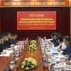 Toàn cảnh hội đàm giữa đoàn đại biểu Ban quản lý Khu kinh tế tỉnh Cao Bằng (Việt Nam) và Cục Thương vụ thành phố Bách Sắc, tỉnh Quảng Tây, Trung Quốc. (Ảnh: Chu Hiệu/TTXVN)