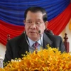 Chủ tịch đảng Nhân dân Campuchia (CPP) cầm quyền, ông Samdech Techo Hun Sen phát biểu tại cuộc họp báo ở Phnom Penh ngày 22/8/2023. (Ảnh: Kyodo/TTXVN)