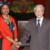 Tổng Bí thư Nguyễn Phú Trọng tiếp Bà Baleka Mbete, Chủ tịch Quốc hội Nam Phi, Chủ tọa Toàn quốc Đảng Đại hội Dân tộc Phi (ANC) sang thăm và dự Đại hội đồng Liên minh Nghị viện Thế giới lần thứ 132 (IPU 132) tại Việt Nam (2015). (Ảnh: Trí Dũng/TTXVN)