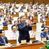 Tổng Bí thư Tô Lâm, Chủ tịch nước Lương Cường, Thủ tướng Phạm Minh Chính dự phiên bế mạc Kỳ họp thứ 8, Quốc hội khóa XV. (Ảnh: TTXVN)