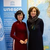 Tổng Giám đốc UNESCO Audrey Azoulay tiếp Đại sứ, Trưởng Phái đoàn thường trực Việt Nam bên cạnh UNESCO Lê Thị Hồng Vân. (Ảnh: TTXVN phát)