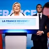 Chủ tịch đảng Tập hợp Quốc gia (RN) của Pháp Marine Le Pen (trái) phát biểu tại Paris, ngày 9/6/2024. (Ảnh: Getty Images/TTXVN)