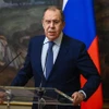 Ngoại trưởng Sergei Lavrov phát biểu tại một cuộc họp báo ở Moskva, Nga. (Ảnh: AFP/TTXVN)