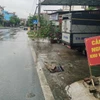 Một tấm biển cảnh báo sạt lở tại Bắc Kạn. (Ảnh: Nguyễn Công Hải/TTXVN)