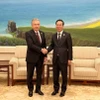 Chủ tịch nước Võ Văn Thưởng và Tổng thống Cộng hòa Uzbekistan Shavkat Mirziyoyev trong cuộc gặp tại Bắc Kinh (Trung Quốc) ngày 17/10/2023. (Ảnh: TTXVN phát)