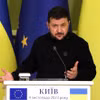 Tổng thống Ukraine Volodymyr Zelensky phát biểu trong cuộc họp báo ở Kiev ngày 4/11/2023. (Ảnh: AFP/TTXVN)