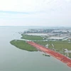 Khu vực triển khai dự án Bến cảng tổng hợp Vạn Ninh nhìn từ trên cao. (Ảnh: Thanh Vân/TTXVN)