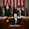 Tổng thống Mỹ Joe Biden trình bày Thông điệp liên bang trước Quốc hội Lưỡng viện, ngày 7/3/2024. (Ảnh: AFP/TTXVN)