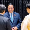 Thủ tướng Phạm Minh Chính hội kiến Nhà vua Nhật Bản Naruhito và Hoàng hậu. (Ảnh: TTXVN)