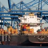 Tàu hàng bốc dỡ hàng hóa tại cảng Baltimore, Mỹ. (Ảnh: AFP/TTXVN)
