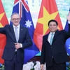 Thủ tướng Phạm Minh Chính và Thủ tướng Australia Anthony Albanese. (Ảnh: Dương Giang/TTXVN)