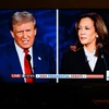 Cựu Tổng thống Mỹ Donald Trump (trái) và Phó Tổng thống Kamala Harris tại cuộc tranh luận trực tiếp ở thành phố Philadelphia, bang Pennsylvania tối 10/9/2024. (Ảnh: AA/TTXVN)