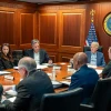 Tống thống Mỹ Joe Biden chủ trì cuộc họp với đội ngũ an ninh quốc gia tại Washington, DC sau cuộc tấn công của Iran nhằm vào Israel, sáng 14/4/2024. (Ảnh: THX/TTXVN)
