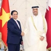 Thủ tướng Phạm Minh Chính hội đàm với Thủ tướng Nhà nước Qatar Sheikh Mohammed bin Abdulrahman bin Jasim Al-Thani. (Ảnh: Dương Giang/TTXVN)