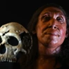 Khuôn mặt được phục dựng của Shanidar Z, người phụ nữ Neanderthal sống cách đây 75.000 năm, được công bố tại trường Đại học Cambridge, Anh, ngày 25/4/2024. (Ảnh: AFP/TTXVN)
