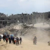 Người dân tại Dải Gaza ngày 8/4/2024. (Ảnh: THX/TTXVN)