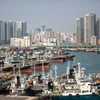 Cảng hàng hóa ở Busan, Hàn Quốc. (Ảnh: THX/TTXVN)