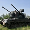 Binh sỹ Ukraine tham gia huấn luyện trên pháo phòng không tự hành Flakpanzer Gepard do Đức sản xuất tại Kiev, ngày 26/7/2023. (Ảnh: AFP/TTXVN)